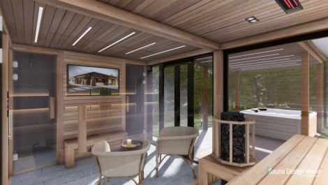 Sauna-Wellness-Haus aus Massivholz Sauna-Wellness-Haus aus Massivholz