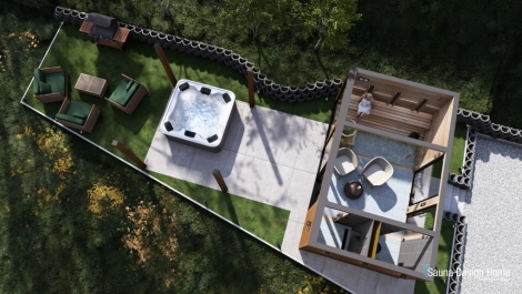 Infrarot- und finnische Sauna im Garten Infrarot- und finnische Sauna im Garten