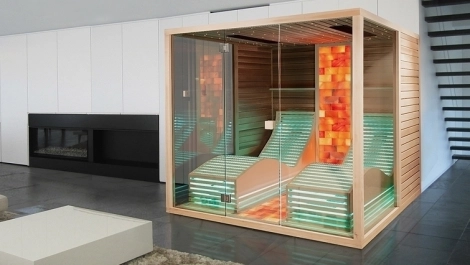 Biosauna mit ergonomischen Relaxliegen Biosauna mit ergonomischen Relaxliegen