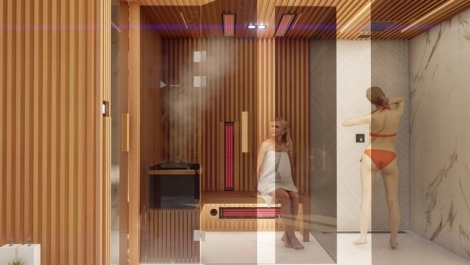 Design kombinierte Sauna mit Dusche im Innenbereich